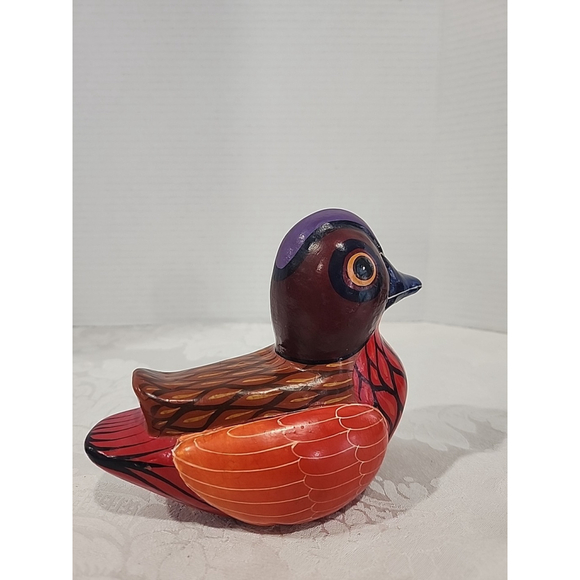 Mexican Folk Art Bird Pottery M Palacios Mexico Hand Painted Colorful 5" Tall - Picture 3 of 11